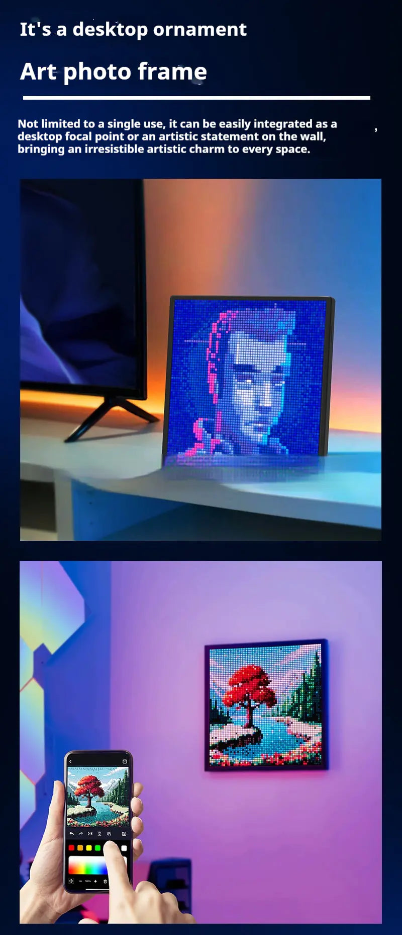 Bluetooth Game Tables LED Atmosphere Desktop Decoration DIY Photo Frame Gift Graffiti Pixel Screen