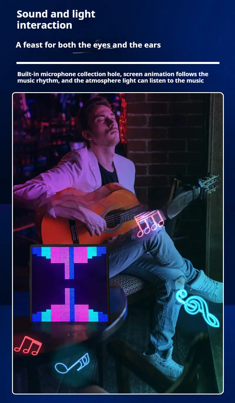 Bluetooth Game Tables LED Atmosphere Desktop Decoration DIY Photo Frame Gift Graffiti Pixel Screen